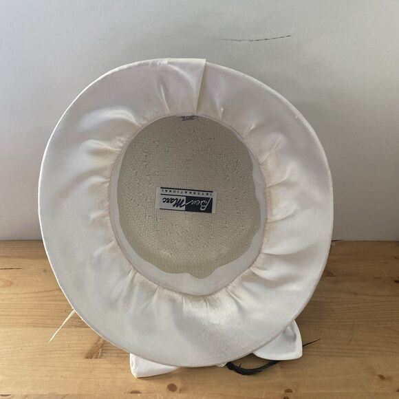 Ben Marc Hat Black & White Derby Dress Church Structured Hat w Satin 3D Flower - Picture 6 of 9